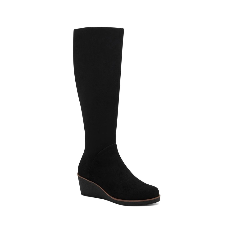 Aerosoles Binocular Womens Black Faux Suede Wedge Knee High Boots Size 8.5W NWT